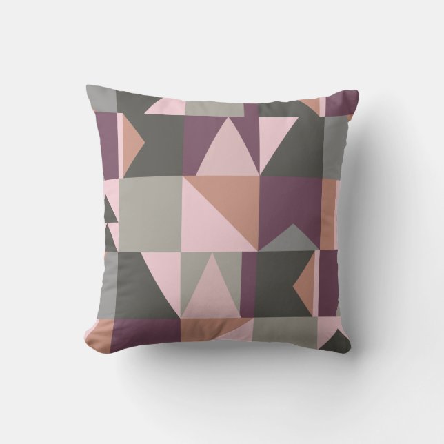 Modern Geometric Pattern in Autumn Colours Throw Pillow (Front)