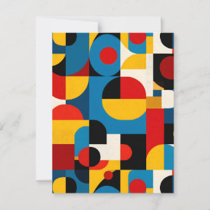 Modern Geometric Pattern in Bauhaus Style Postcard