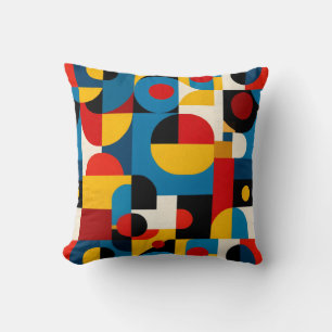 Modern Geometric Pattern in Bauhaus Style Throw Pillow