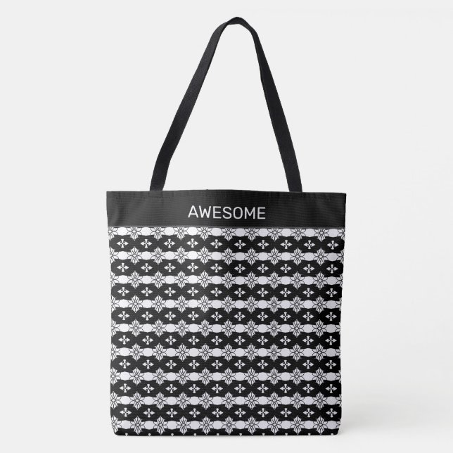 Modern Geometric Pattern in Black and White Tote Bag (Front)