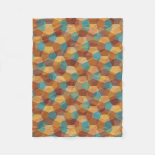 Modern Geometric Pattern In Brown Beige & Blue Fleece Blanket