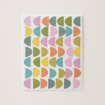 Modern Geometric Pattern in Cute Spring Colours Jigsaw Puzzle<br><div class="desc">This pretty geometric pattern features colourful half circles in a pretty spring palette of pink,  lilac,  lavender,  teal,  and leaf green.</div>