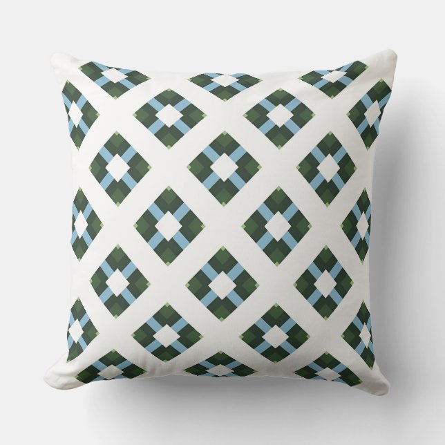 Modern Geometric Pattern in Nature-Inspired Colour Throw Pillow (Front)