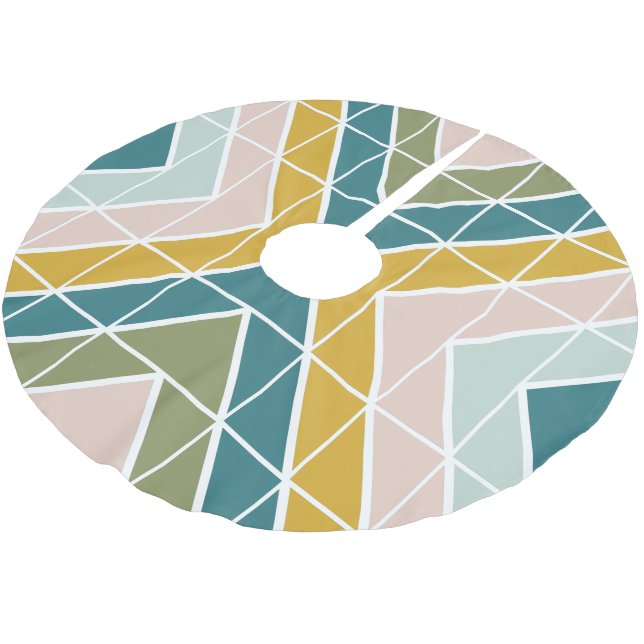 Modern Geometric Pattern in Pastel Earth Tones Brushed Polyester Tree Skirt (Angled)