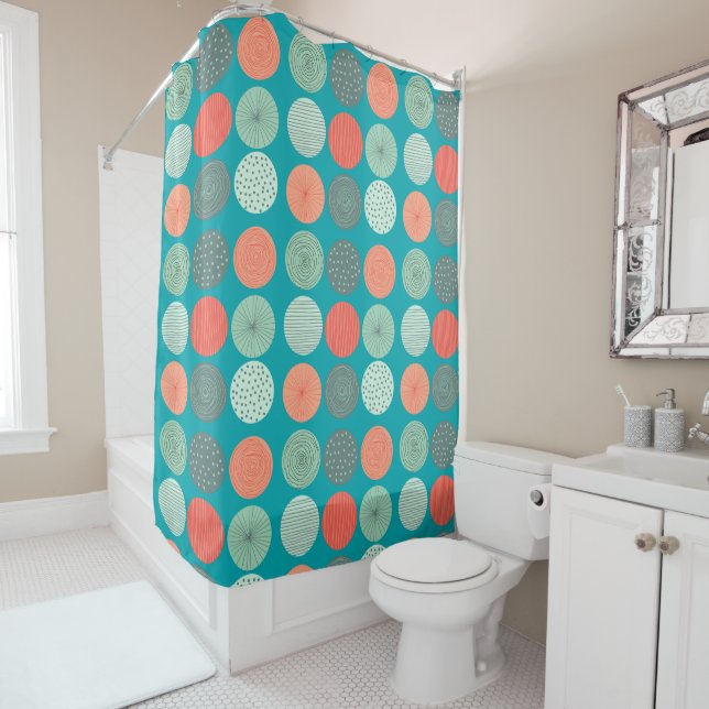 Modern Geometric Pattern Mint Green Orange  (In Situ)