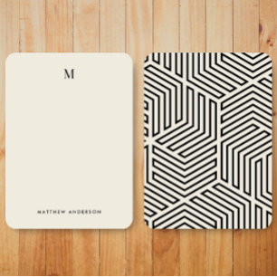 Modern Geometric Pattern Monogram Stationery Card