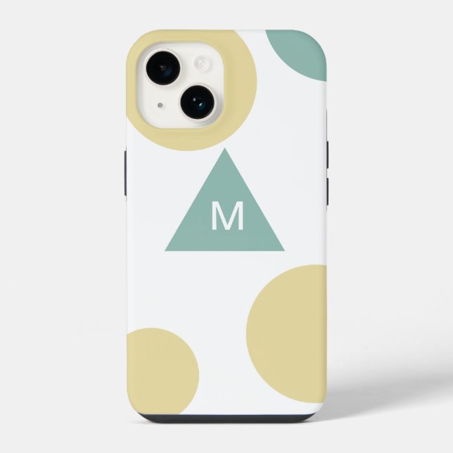 Modern Geometric Pattern Monogrammed iPhone Case (Back)