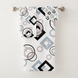 Modern geometric pattern multicolored bath towel set
