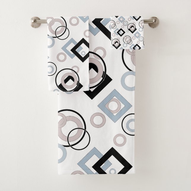 Modern geometric pattern multicolored bath towel set (Insitu)