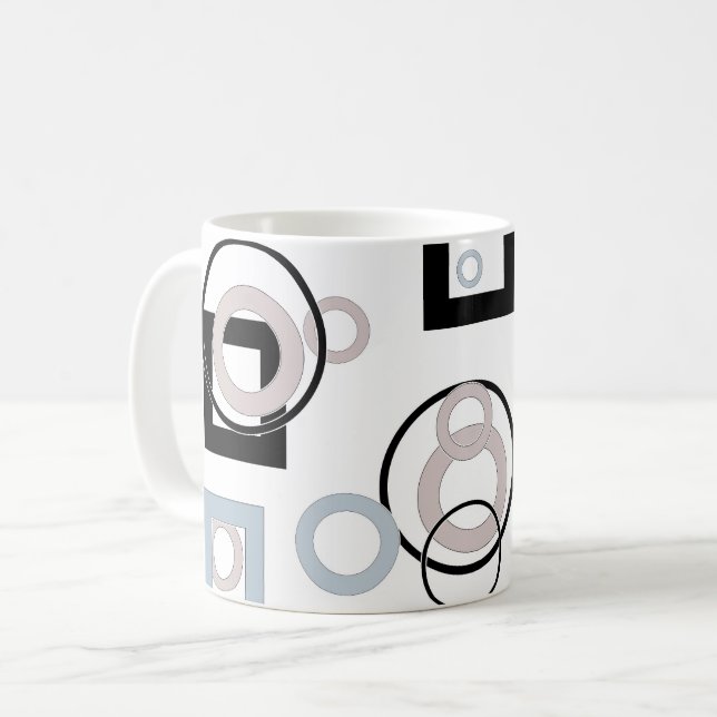 Modern geometric pattern multicolored coffee mug (Front Left)
