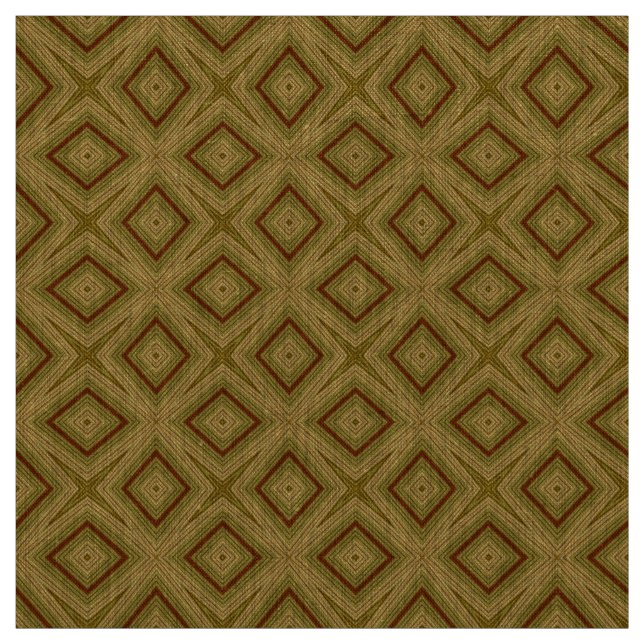Modern geometric pattern olive green natural linen fabric (Swatch)