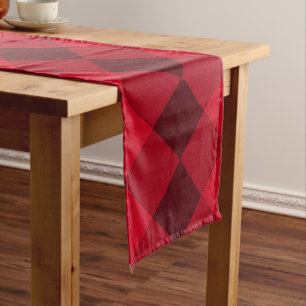 Modern geometric pattern on red shades medium table runner
