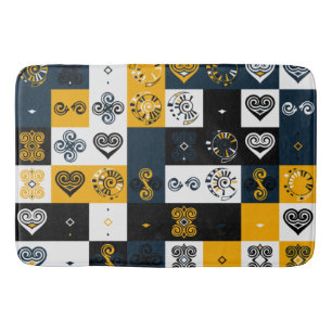 Modern geometric pattern trendy yellow round pillo bath mat