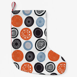 Modern geometric pattern with drawn circles small christmas stocking