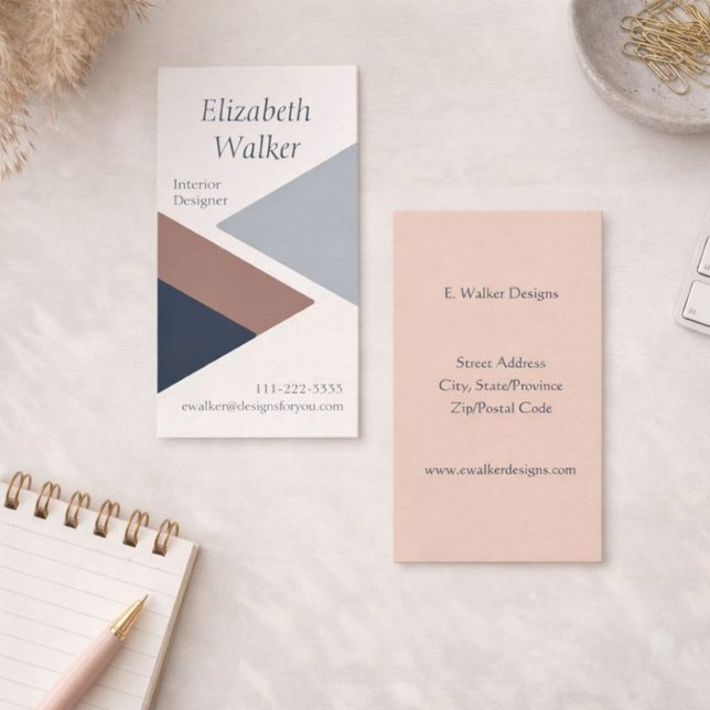 Modern Geometric Personalized Blue and Brown Business Card (Creator Uploaded)