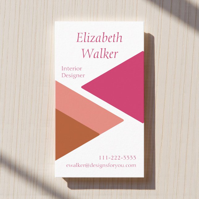 Modern Geometric Personalized Pink and Brown Business Card (Creator Uploaded)