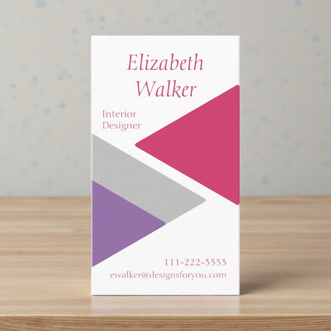Modern Geometric Personalized Purple and Pink Business Card (Creator Uploaded)