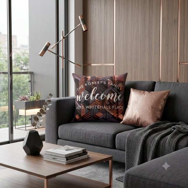 Modern Geometric Personalized Welcome Pillow (Creator Uploaded)