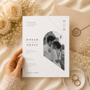 Modern Geometric Photo Wedding Invitation