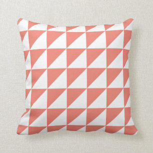 Modern Geometric Pillow in Coral