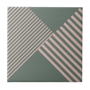 Modern Geometric Pink Diagonal Stripes Slate Grey Tile
