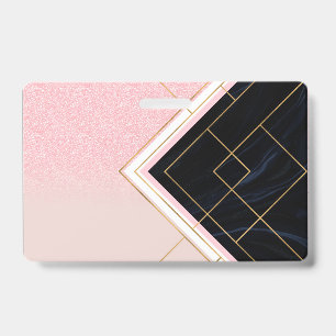 Modern Geometric Pink Gold Strokes Design Badge
