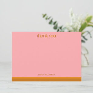 Modern Geometric Pink Orange Bridal Shower Custom Thank You Card