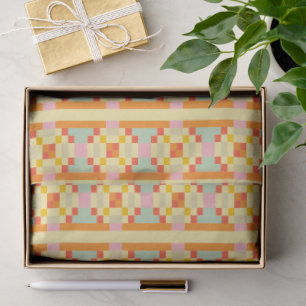 Modern Geometric Pixel Art Seamless Pattern  Tissue Paper