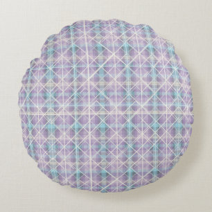 Modern Geometric Plaid Pattern Round Pillow