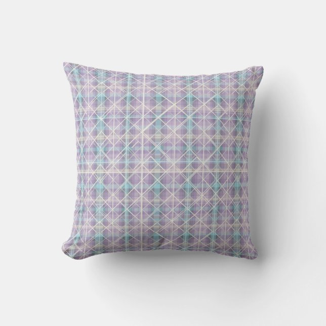 Modern Geometric Plaid Pattern Throw Pillow (Front)