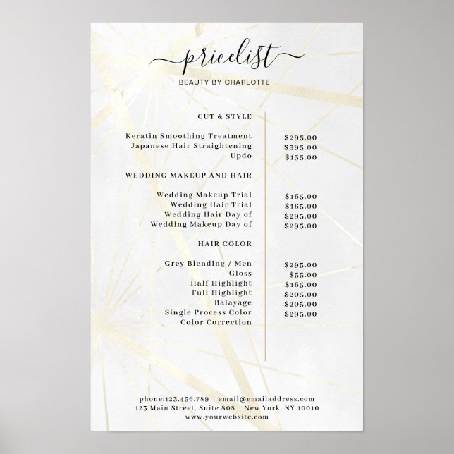 Modern Geometric Price List Poster (Front)