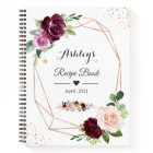 Modern Geometric Purple Blush Floral Recipe Book