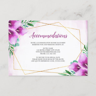 Modern Geometric Purple Calla Lily Accommodations Enclosure Card