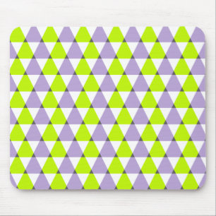 Modern Geometric Purple Green Triangles Pattern Mouse Pad
