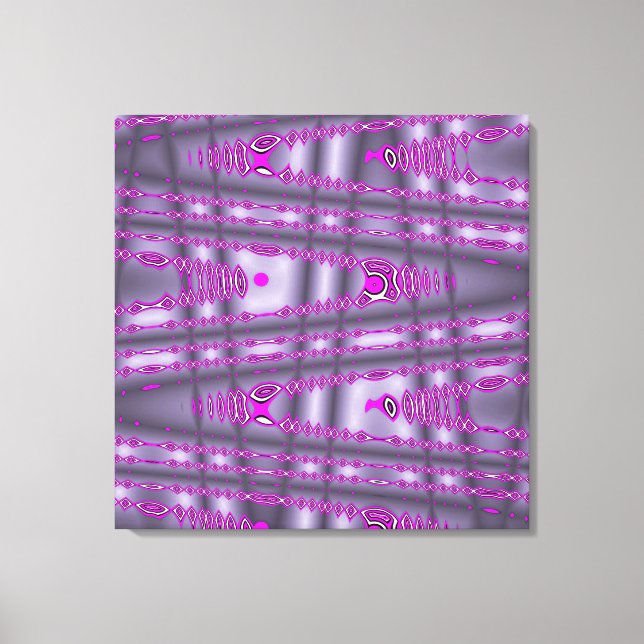 Modern Geometric Purple Hot Pink Wave Pattern Canvas Print (Front)