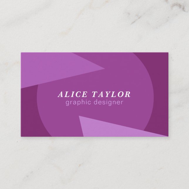 Modern geometric purple monochrome home designer business card (Front)
