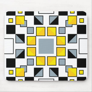 Modern Geometric Quilt Pattern Art Mouse Pad