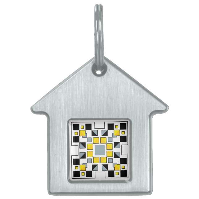 Modern Geometric Quilt Pattern Art  Pet ID Tag (Front)