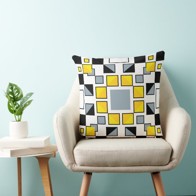 Modern Geometric Quilt Pattern Art  Throw Pillow (Chair)