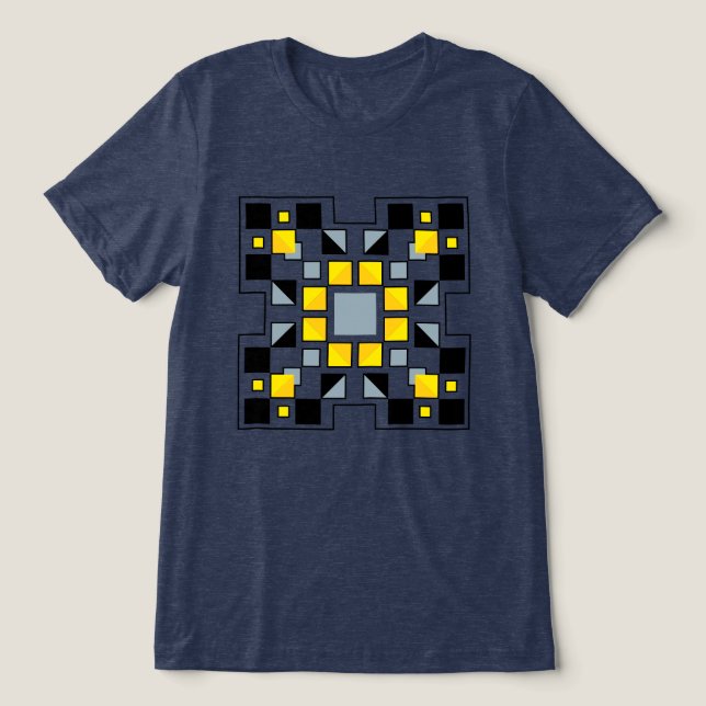 Modern Geometric Quilt Pattern Art  Tri-Blend Shirt (Design Front)