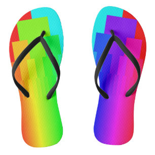 Modern Geometric Rainbow Colour Block Pattern Flip Flops