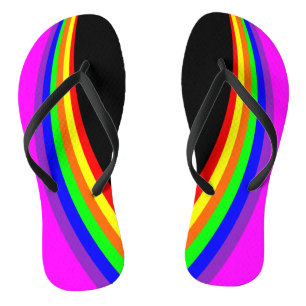 Modern Geometric Rainbow Colour Stripe Pattern Flip Flops