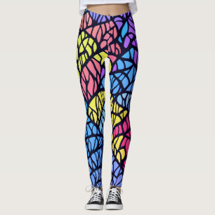 Modern Geometric Rainbow Stained Glass Pattern  Leggings