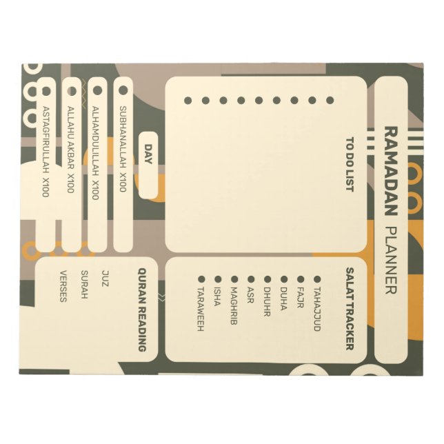 Modern Geometric Ramadan Planners Notepads (Front)