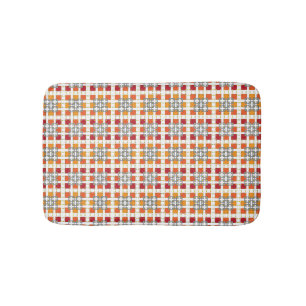 Modern geometric red Amber squares pattern Bath Mat
