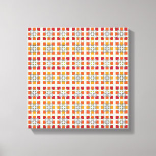Modern geometric red Amber squares pattern Canvas Print