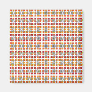 Modern geometric red Amber squares pattern Magnet