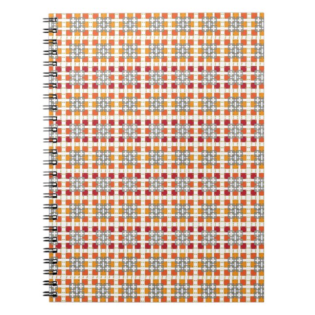 Modern geometric red Amber squares pattern Notebook (Front)