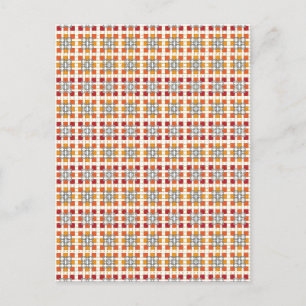 Modern geometric red Amber squares pattern Postcard