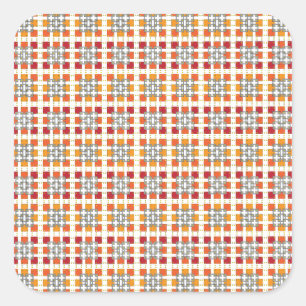 Modern geometric red Amber squares pattern Square Sticker